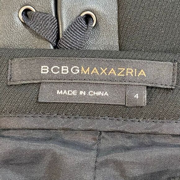 BCBGMAXAZRIA Black Lace-Up Faux Leather Trim Pencil Skirt Women’s Size 4 - Picture 3 of 7